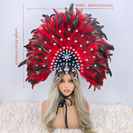 Luxury Party Feather Headdress & Carnival Designer Cosplay Crown