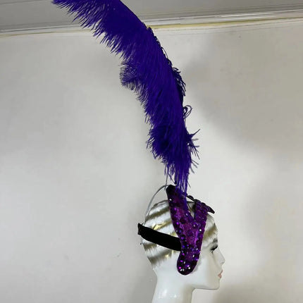 The Stardust Azure Sovereign – Royal Blue Feather Samba Carnival Headdress