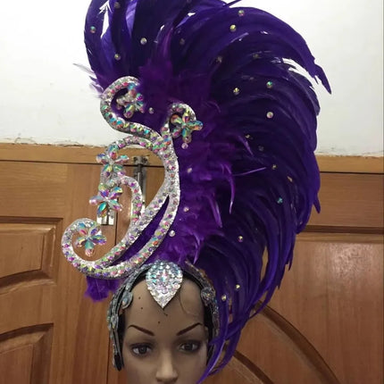 The Stardust Royal Plume – Feathered Carnival & Cabaret Stage Headdress
