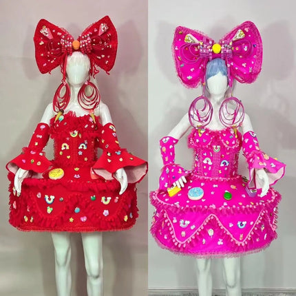 Sweet Bow Cake Dress & Parade Performance Costume Set