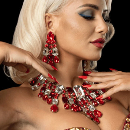 Exaggerated Red & White Jewelry Set