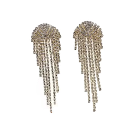 Vintage Crystal Tassel Drop Earrings – Elegant Geometric Multi-Strand Statement Earrings for Weddings, Galas & Evening Wear