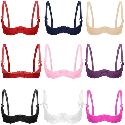 Lace Underwire Half-Cup Push-Up Bra