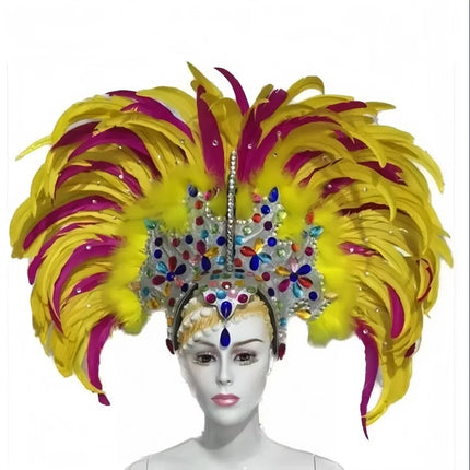 Feather headdress samba costume carnival halloween party bar performance hat makeup dance wings parade
