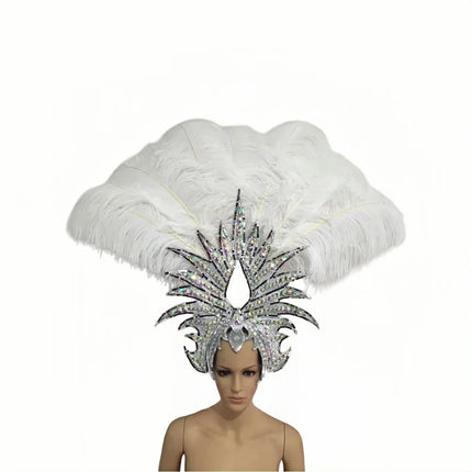 The Stardust Majestic Feather Crown – Carnival & Cabaret Stage Headdress