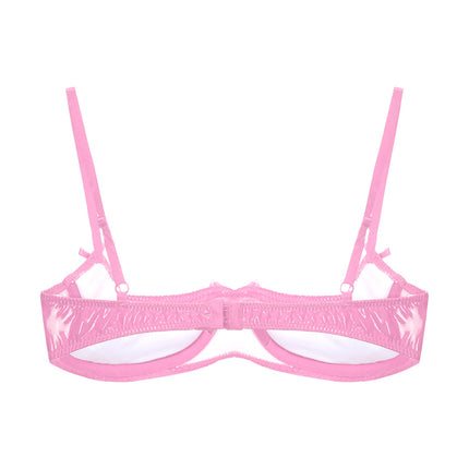 Patent Leather Underwired Open-Cup Bra