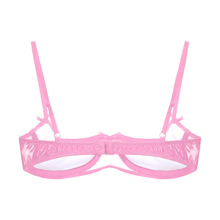 Patent Leather Underwired Open-Cup Bra