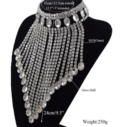 Rhinestone Tassel Fringe Necklace