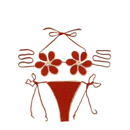 The Stardust Blossom Crochet Bikini – Retro Floral Pin-Up Swim Set