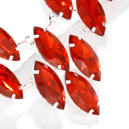 Red Rhinestone Necklace & Earrings Set