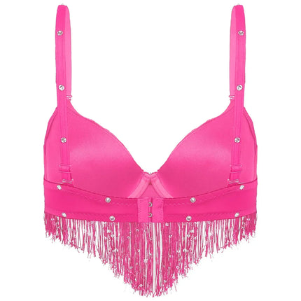 The Stardust Oasis Sirena – Sequined Tassel & Rhinestone Push-Up Belly Dance Bra Top