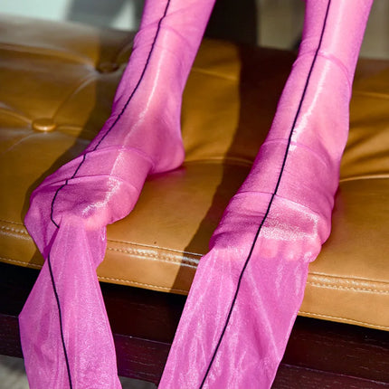 1D Ultra-Thin Oil Glossy Hollow-Out Sheer Shaping Pantyhose Shiny Tights