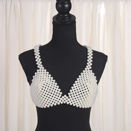Handmade Pearl Bikini Bra Chain & Worn-Outside Body Jewelry
