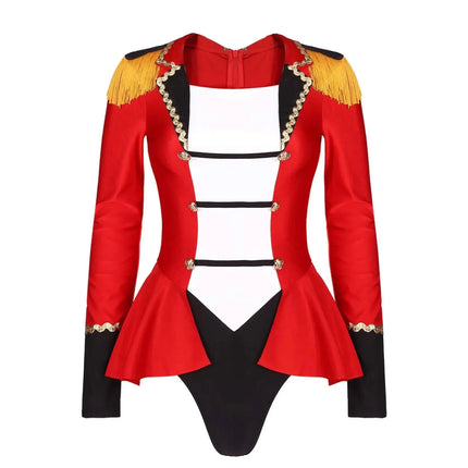 Women's Circus Ringmaster Long Sleeve Skirted Bodysuit Costume