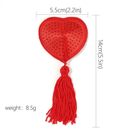 Sparkling Rhinestone Heart Pasties with Swinging Tassels Set