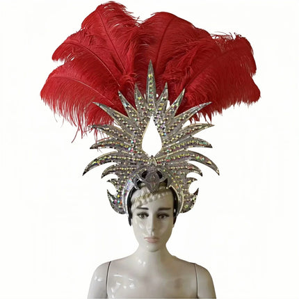 The Stardust Majestic Feather Crown – Carnival & Cabaret Stage Headdress
