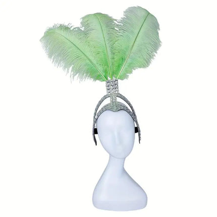 Ostrich Feathered Rhinestone Headpiece