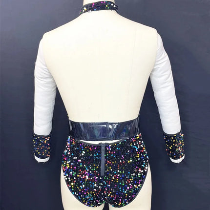 Sequined Rhinestone Bodysuit & Gogo Dance Performance Outfit