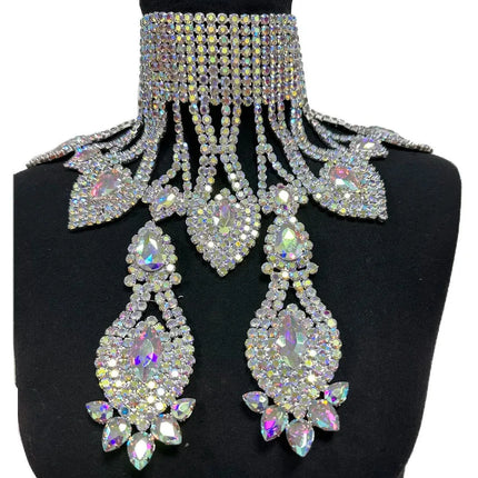 Rhinestone Glass Pendant Necklace & Earring Set