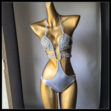 Dazzling Beaded Chest Harness & Bikini Body Jewelry Set