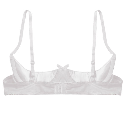 Satin Underwire Half-Cup Push-Up Bra
