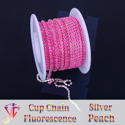 The Stardust Fluorescent Stream – Premium AAAA Glass Fluorescent & Mocha Rhinestone Cup Chain Trim