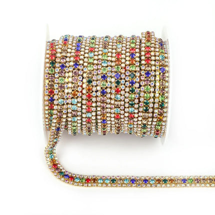 The Stardust Triple Crown – 3-Row Glass Crystal Rhinestone Cup Chain Trim