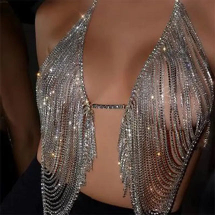 Dazzling Crystal Tassel Bra Chain & Thong Bikini Body Jewelry Set