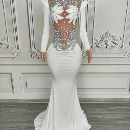 Rhinestone Floral Embroidered Mermaid Gala Gown & Trailing Evening Dress