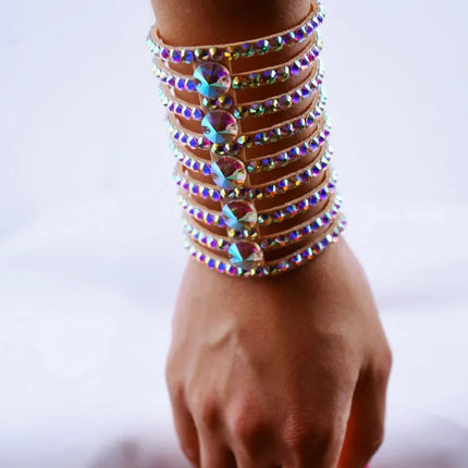 AB Rhinestone Crystal Wrap Tier Bracelet
