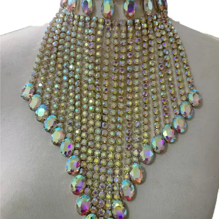 Rhinestone Tassel Fringe Necklace