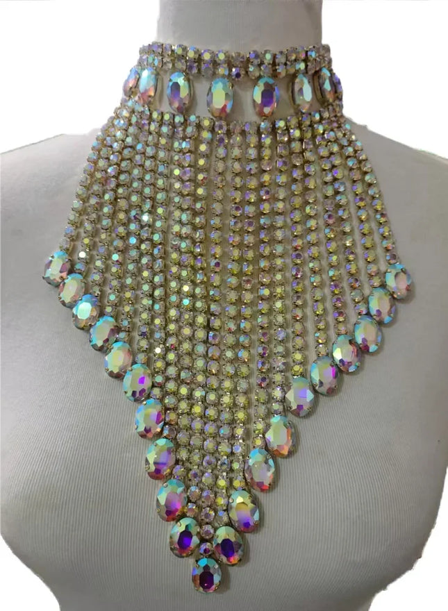 Rhinestone Tassel Fringe Necklace