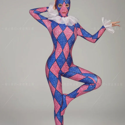 Futuristic Geometric Rhinestone Bunny Bodysuit – Luxury Showgirl Stage Costume & Exotic Festival Leotard with Statement Collar