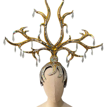 The Stardust Wings of Radiance – Deluxe Feathered Samba & Carnival Crown