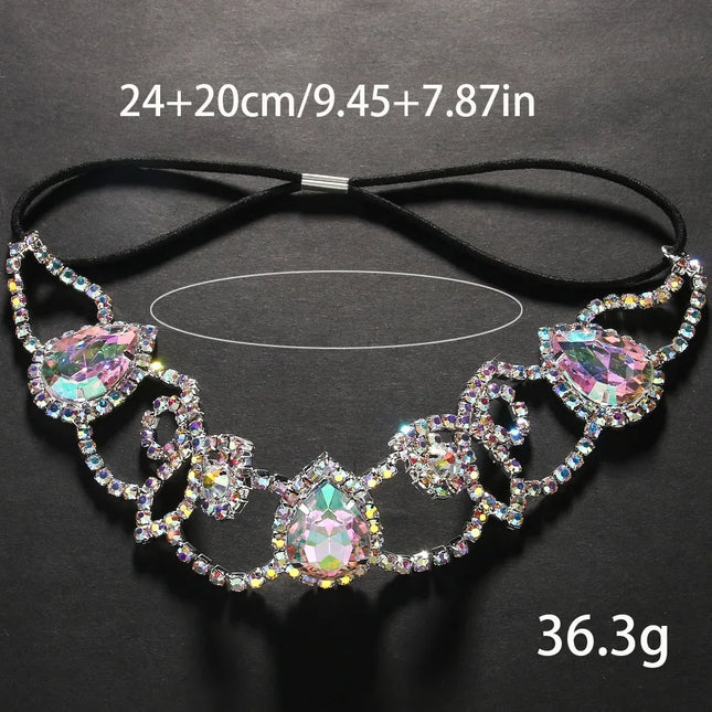 Geometric Rhinestone Thigh Chain – Elastic Crystal Leg Jewelry for Festivals, Raves & Clubwear