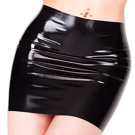 Glossy PU Faux Leather Micro Mini Skirt High-Stretch Liquid Shine Pencil Skirt