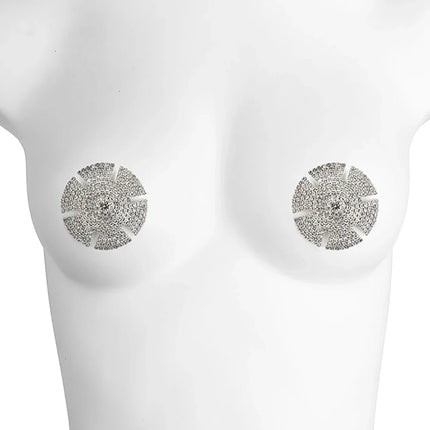 Sparkly Rhinestone Geometric Reusable Nipple Pasties Self-Adhesive Breast Covers