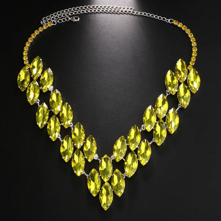 Colored Crystal Rhinestone Statement Necklace