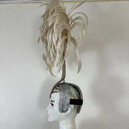 The Stardust Dionysia – Off-White Feather Carnival & Masque Ball Headdress