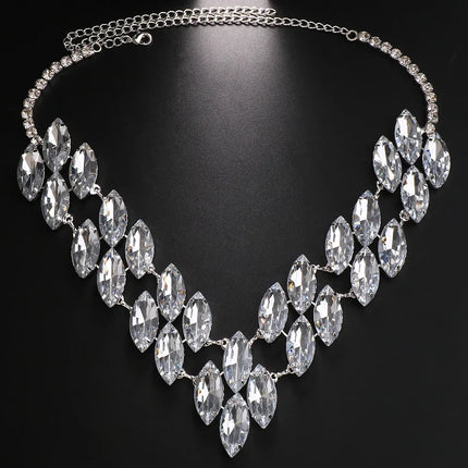 Colored Crystal Rhinestone Statement Necklace