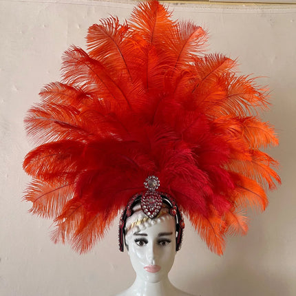 The Stardust Dionysia – Elegant Faux Fur & Rhinestone Samba Carnival Headdress