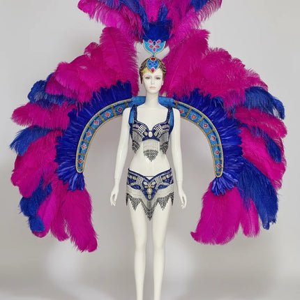 Feathered Carnival Headdress and Wing Performance Set