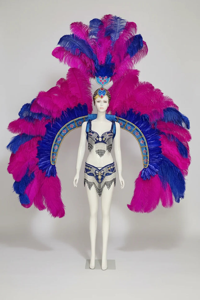 Feathered Carnival Headdress and Wing Performance Set