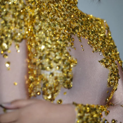 Sparkly Rhinestone & Sequin Stretchy Leotard Stage Performance Costume