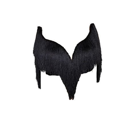 Black Latin Dance Fringe Camisole Top & High-Motion Practice Pants Set