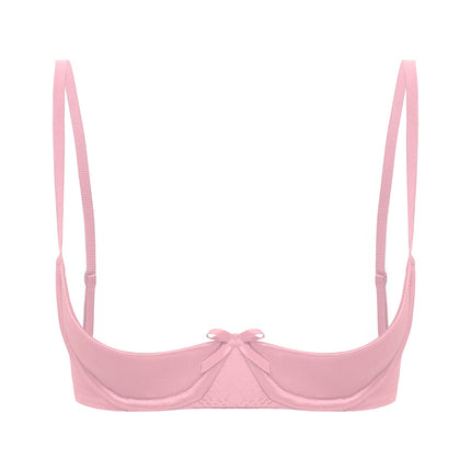 Satin Underwire Half-Cup Push-Up Bra