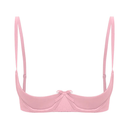 Satin Underwire Half-Cup Push-Up Bra