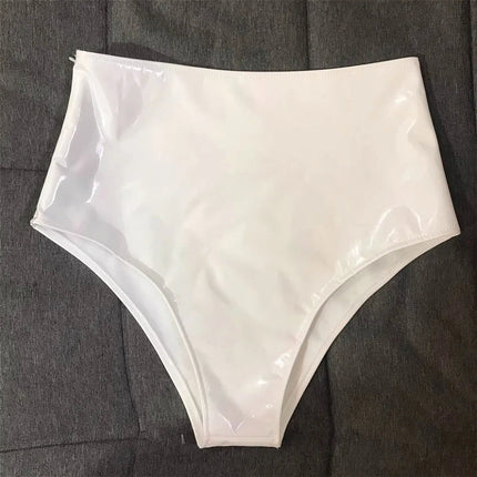 The Stardust Spotlight High-Waist Shorts – Glossy Patent Leather Showgirl Hot Pants