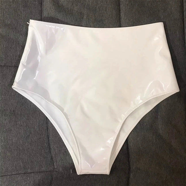 The Stardust Spotlight High-Waist Shorts – Glossy Patent Leather Showgirl Hot Pants