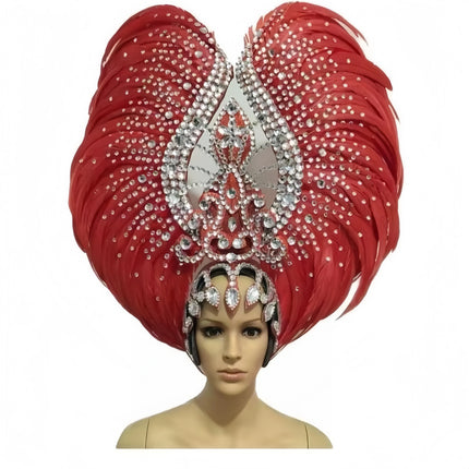 Feather headdress samba costume carnival halloween party bar performance hat makeup dance wings parade
